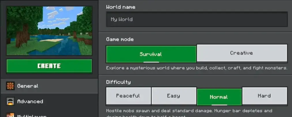 Minecraft Creative gameplay